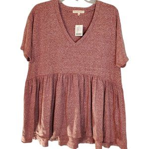 BNWT TRULY MADLY DEEPLY Women's Mauve Ruffled Short-sleeve Top